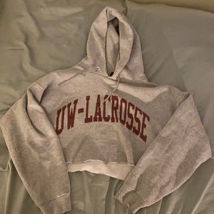 grey lacrosse cropped hoodie
